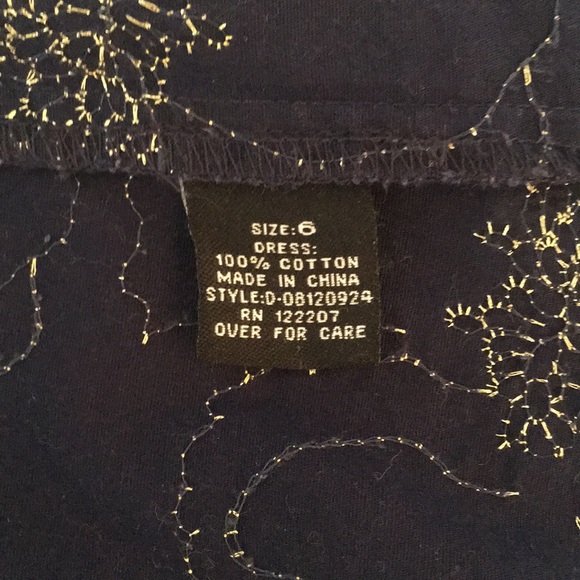 Size 6 Navy blue sleeveless dress embroidered ABS - Picture 6 of 7